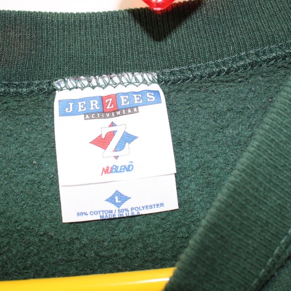 vintage green crew neck sweatshirt gold details unisex mens size large - Picture 4 of 5